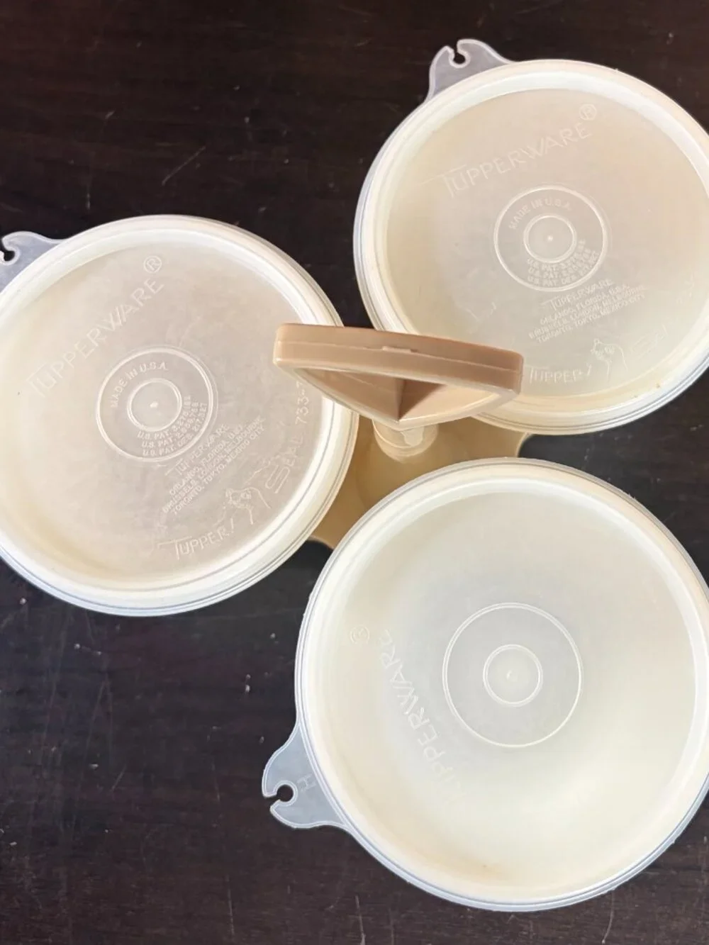 Vtg Tupperware Condiment Caddy w/ Lids Server Set #757-4 Retro Kitchen Farmhouse